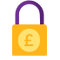 Illustration of a gold padlock with the pound symbol in the middle of it