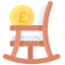 Illustration of a rocking chair with a pound coin on it
