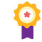 Illustration of a badge with a star in the middle of it