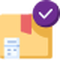 Illustration of a box with a purple tick on top of it