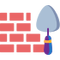 Illustration of a brick wall and a clay spade