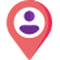 Illustration of a purple pin with a person inside