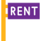 Illustration of a pole with a flag on it saying Rent